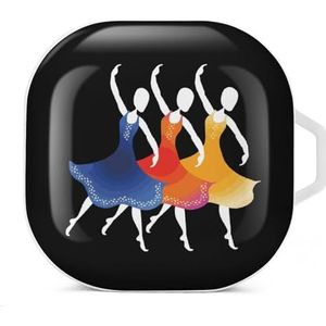 Drie kleine meisjes dans oortelefoon hoesje compatibel met Galaxy Buds/Buds Pro schokbestendig hoofdtelefoon hoesje wit stijl