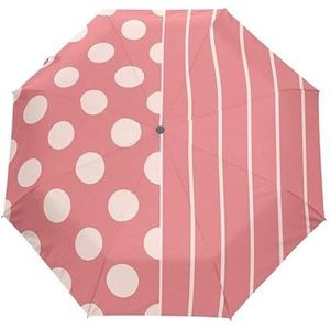 Opvouwbare Paraplu Polka Dots Gestreepte Geometrische Vintage Roze Reizen Regen Compacte Paraplu Outdoor Auto voor Kinderen Meisje