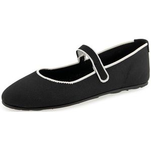 Aerosoles Perry Knit Mary Jane Flat voor dames, Zwarte gebreide stof, 38.5 EU