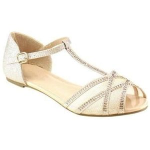 BKYWJTR6 Dames nieuwe zomermode schoenen gesp enkelriem platform open teen sandaal gladiator schoenen, goud, 38 EU