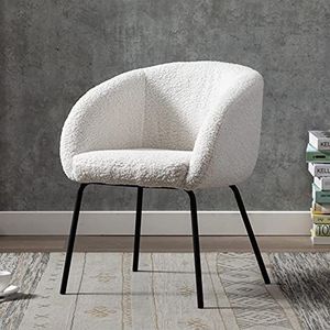 Wahson Fauteuil van imitatiebont, Mordern, gelegenheidsstoel met metalen poten, enkele accentstoel voor slaapkamer, woonkamer