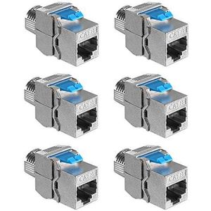 kwmobile 6x keystone adapters voor CAT8 kabels - Geschikt voor RJ45 poort - Met afgeschermde metalen behuizing - Overdrachtssnelheid 40 Gb/s