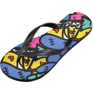 LI ZHI XIN Volwassen Zomer Flip Flops Indoor Outdoor Slippers Huis Schoenen Met PVC Antislip Zool Harten Graffiti, Meerkleurig, X-Small