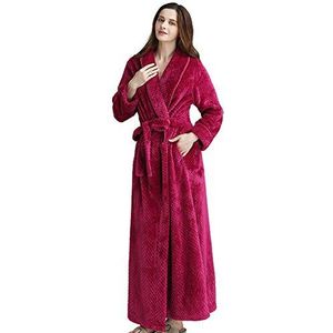 Dames - Badjas - Rood - Coral-Fleece - Lang - Zacht en Pluizig