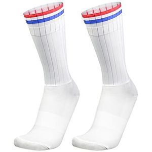 PRIOKNIKO Sokken Voor Mannen Anti-Slip Siliconen Aero Witte Lijn Fietsen Sport Running Sokken, B-rood Blauwe Strepen, one size