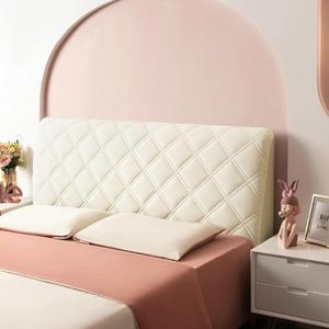 HHDOMLTH Hoes voor hoofdeinde van het bed, fluwelen all-inclusive elastische hoofdbordbescherming, dubbele enkele queensize of kingsize hoofdbord, stofdichte beschermer voor slaapkamerinrichting (wit,