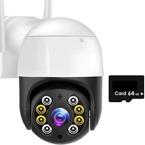 DVR-kits voor bewaking, 8MP 4K IP Camera H.265 3MP HD CCTV Video Surveillance Auto Tracking 1080P Draadloze Beveiliging Cam PTZ 360 ° View,Buitencameratoezicht(8MP Add 64GB Card)