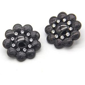 Knopen voor naaien 6 stuks strass metalen ontwerp sieraden knoppen for kleding vrouwen blouse jas trui decoratieve accessoires-zwart, 20 mm (Color : Schwarz)