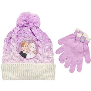 Disney Little Girls Frozen Elsa and Anna Beanie Hat and Gloves Cold Weather Set (Age 2-7), Size Age 4-7, Frozen Pink Gloves