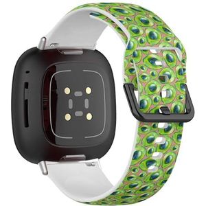 Sportbandje compatibel met Fitbit Sense / Sense 2 / Versa 4 / Versa 3 (Halves Green Avocado) siliconen armband accessoire