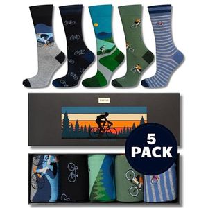 soxo Adventure Sokken In Geschenkverpakking Grappige Cadeaus Voor Heren Katoenen Herenset Kleurrijke Sock 40-45 Bike Ride 5 Paar