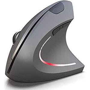 Verticale draadloze muis, foto-elektrische 3 verstelbare 2400dpi, 6 functieknoppen, geschikt voor pc-notebookcomputers, tabletcomputers (grijs)