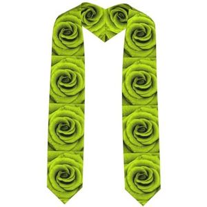 TyEdee Groene roos print klasse van 2024 afstuderen gestolen sjerp, unisex 72 inch lange sjaal voor academische aanvang, Scherpe hoek, Eén maat