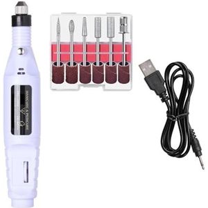 Elektrische Nagelboormachineset Pedicure Slijpapparatuur Molen For Manicure Professionele Sterke Nagelpolijsttool Eenvoudig te bedienen(White)
