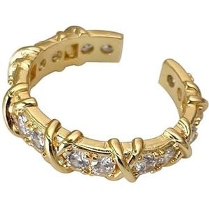 Dames goud wit goud gegalvaniseerde sieraden zirkoon open verstelbare ringarmband (Color : WhiteGold_Adjustableopening)