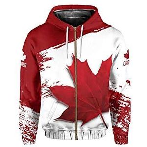 Land Vlag Canada Symbool Maple Leaf Kleurrijke Pullover Mannen/Vrouwen Trainingspak Rits Jas 3Dprint Streetwear Hoodies, ritssluiting., XL