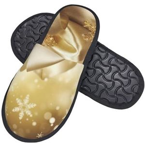 QQLADY Gouden zijde kerst Fuzzy Slippers voor Vrouwen Mannen Zachte Pluche Slippers Pluizige Casual Huis Slippers Indoor M, Zwart, Large Wide