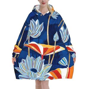 Oversized Botanische Bloemen Hoodies Vrouwen Uk Pluizige Deken Hoodie Sherpa Vrouwen Fleece Draagbare Deken Mannen