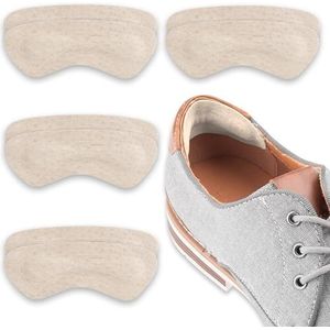 SULPO Hielkussen, schoeninlegzolen van echt leer, met latexschuimvulling, hielbescherming/hielkussens tegen blaren, alle schoenen, voor mannen en vrouwen, 4 paar inlegzolen