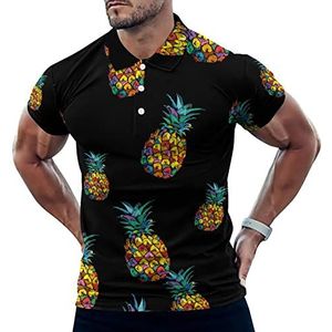 Ananas Fruit Casual Poloshirts Voor Mannen Slim Fit Korte Mouw T-shirt Sneldrogende Golf Tops Tees 3XL