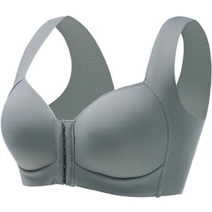 Zomer Dunne Voorsluiting Plus Maat Bh Voor Dames Draadloos Comfort Slaapbeha Terug Gladde Naadloze Vest Bralette (Color : Gray, Size : 50/115CDE)