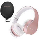 Bluetooth Koptelefoons, PowerLocus draadloze Over-Ear Koptelefoon Inklapbaar, Met microfoon, Micro SD slot, FM Radio, draadloze en kabel Koptelefoon voor Smartphone, Tablets, Laptops, TV (Rose Gold)