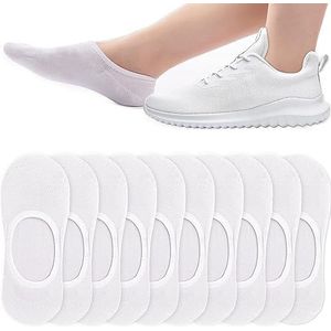 Poligono Korte sokken voor heren, 10 paar, korte onzichtbare damessokken van 95% elastisch katoen, korte sokken op de enkel, ademend, sportief, antislip, lage sokken 35-46, 10 x wit, 35-40 Corto