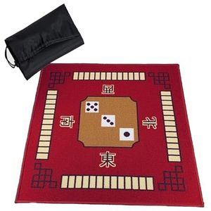 Mahjongg Mat Vierkante Mahjong-tafelmat Met Draagtas, Antislip-ruisonderdrukking Speelkaartmat For Pokerkaartspellen Bordspellen Tegel Mahjong-spellen (Color : Red, Size : 34.7x34.7inch)