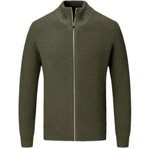 Pegsmio Heren kasjmier gebreid vest half hoge kraag ritssluiting jas wol herfst winter fit dikke truien jas, Leger En8, L