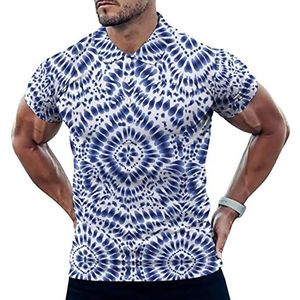 Indigo Tie Dye Casual Polo Shirts Voor Mannen Slim Fit Korte Mouw T-shirt Sneldrogende Golf Tops Tees M