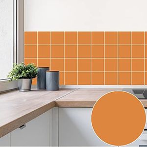 Keukentegelstickers 15 cm x 15 cm oranje stok op tegels tegelstickers voor badkamerstok op wandtegels Backsplash voor keukenstok op tegels zelfklevende vinyl woondecoratie (10 stuks)
