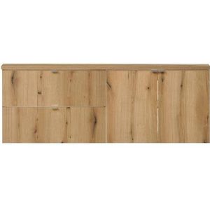 [en.casa] Dubbele wastafelonderkast Newport met 2 lades en 2 deuren badkamerkast 160x60x40 cm eikenkleurig