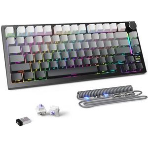 MAMBASNAKE Attack Shark X820 Ultra Mechanisch Gaming Toetsenbord Draadloos 2.4G/BT/Usb-C, QWERTY TKL 75% Gasket Hot Swap met TFT Display & Knop, LIGHTSYNC RGB Chroma, Coiled Cable - Gift Switch/Zwart
