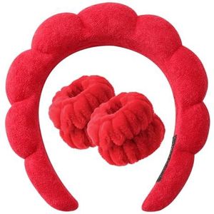 DRESHOW Spa Hoofdband voor Wassen Gezicht Polsband Pak Spons Zachte Badstof Make-up Huidverzorging Anti-slip Hoofdband voor Vrouwen