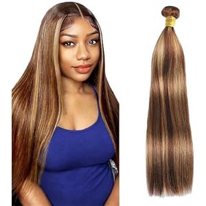 Lakaisa Straight Human Hair Bundles Blonde 100% Unprocessed Brazilian Remy Hair P427 Highlight Real Hair Extensions Sew in Hair 1 Bundle No Smell for Woman 16 Inch
