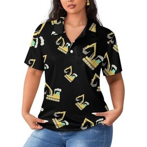Cartoon graafmachine dames poloshirts met korte mouwen casual T-shirts met kraag golfshirts sport blouses tops L