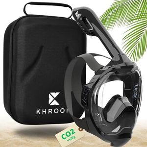 Khroom snorkelmasker voor volwassenen en kinderen - Seaview Y | CO2 veilig | Volgelaatsmasker om te snorkelen | Snorkeluitrusting voor volwassenen (L/XL Turkoois