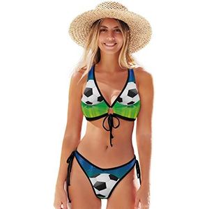 Voetbal Ster Bikini Badmode Strandkleding Twee Stukken Set Badpak Voor Strand Meisje Vrouwen, Patroon, M