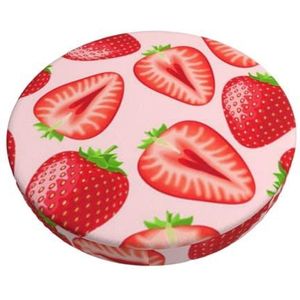 GRatka Hoes voor ronde kruk, barstoelhoes, thuisbar, antislip zitkussen, 30,5 cm, Kawaii roze aardbeienprint