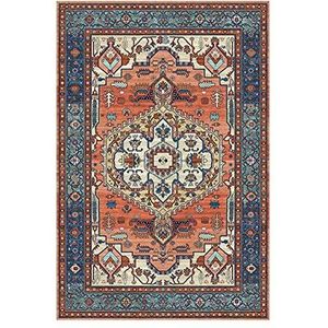 Oosters niet-vergietend woonkamer slaapkamer eetkamer thuiskantoor karpet grens karpet rechthoek antislip Turks perzisch vintage etnisch blauw/rood