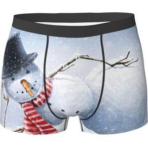 EdWal Grappige kerst sneeuwman print heren atletisch ondergoed, heren ondergoed, boxerslip, zacht ondergoed, Zwart, XXL