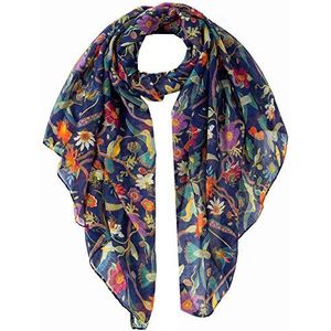 World of Shawls Winter Kerst Robin Vogel Print Meisjes Dame Vrouwen Kleurrijke Lange Leuke Sjaal Wraps Sjaal Zachte Sjaals Maxi, Multi Colour Vogels Marineblauw, 100 x 180 Cms