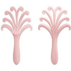 KAM, 2 stuks vuurwerkvormige ABS getande ontwarrende haarborstels voor vrouwen, krullend, recht, nat en droog, roze, paars, blauw, cadeaus voor moeder, vriendin, bestie, bruidsmeisje