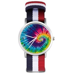 Retro Rainbow Tie Dye Automatisch Horloge voor Mannen Vrouwen Mode Quartz Horloge Armband Polshorloge voor Thuiskantoor