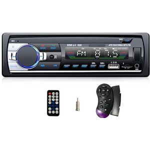 iFreGo Autoradio Bluetooth5.0 Handsfree, Stereoradio met MP3 speler WMA FM afstandsbediening, Autostereo met USB/AUX/TF speler, 1 DIN RDS snellaadfunctie, ondersteuning voor iOS, Android, 60WX4