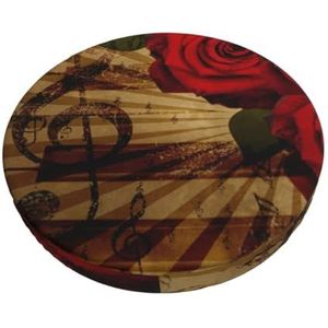 GRatka Hoes voor ronde kruk, barstoelhoes, thuisbar, antislip zitkussen, 30 cm, grunge rose vintage muziek