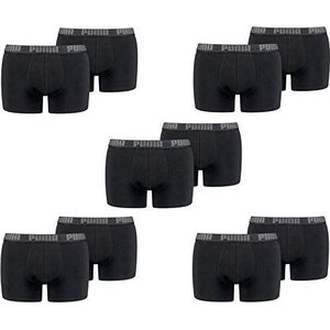 PUMA 100004386 Boxershorts voor heren, onderbroeken, verpakking van 10 stuks, maat: M, artikel: -230 zwart/zwart