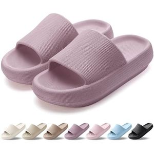 HEOAARG Pantoffels voor dames en heren, lichte pantoffels, zwembadschoenen, slider, wolken, pantoffels, strandschoenen, douche, strand, tuin, Roodachtig Bruin, 35/36 EU