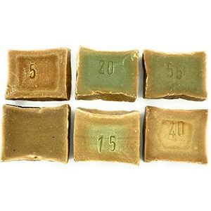 Introductiepakket origineel Aleppo Zeep Probeer pakket met 6x originele Aleppo zeep à 50g. diverse olijfoliezepen en laurieroliezepen natuurlijke zeep stuk zeep haarzeep wasstang gastenzeep