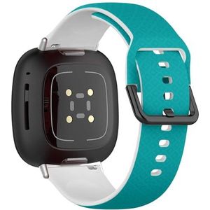 Zachte sportband compatibel met Fitbit Sense/Sense 2 / Versa 4 / Versa 3 (turquoise vierkanten pixel art), siliconen armbandaccessoire